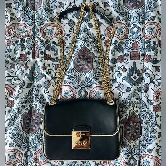 Michael Kors Black and Gold Sloan Editor- Adjustable Crossbody/Shoulder Bag - Picture 1 of 9